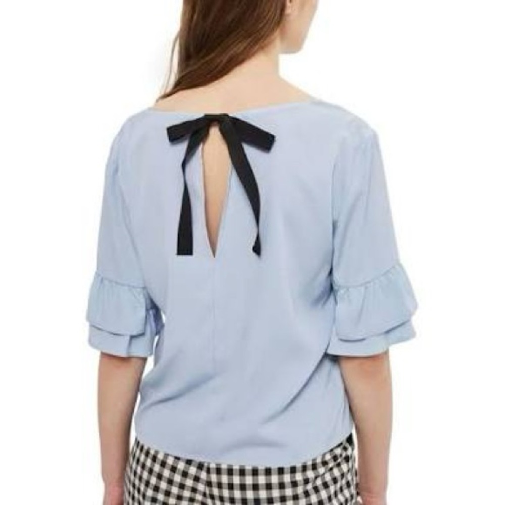 💘 Powder blue blouse with bow back